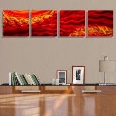 Red Modern Abstract Metal Wall Art Painting Home Decor - Pyroclastic Flow    271989366225